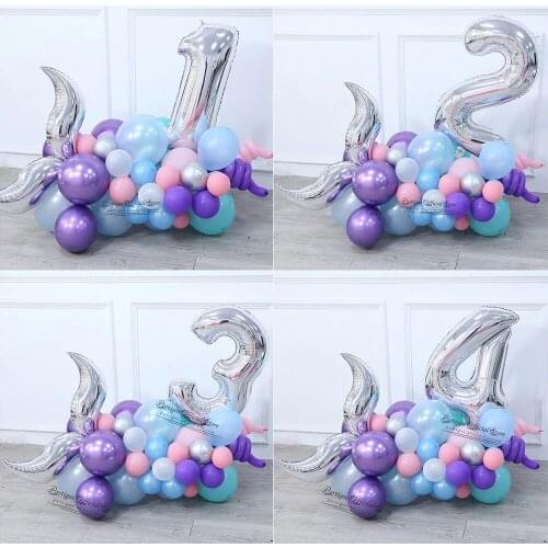 28Pcs Little Mermaid Digital Aluminum Film Balloon Set Mermaid Theme Party Balloon Set Mermaid Tail Happy Birthday Party Balloon