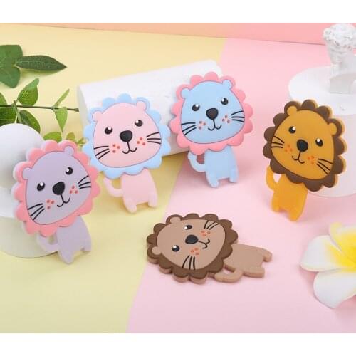 Sunrony 5pcs Lion Baby Teether Rodent BPA Food Free Silicone Teething Nursing Pacifier Teether