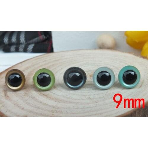 9mm Hand Painted Pearl-tallic Safety Plastic Eyes with Metal Washer-5color can choose-100pcs