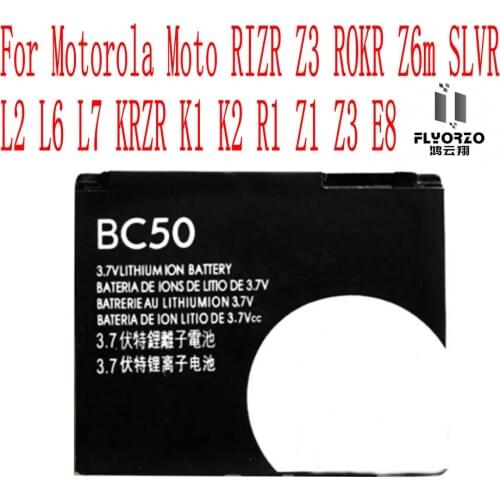High Quality 750mAh BC50 Battery For Motorola Moto RIZR Z3 ROKR Z6m SLVR L2 L6 L7 KRZR K1 K2 R1 Z1 Z3 E8 Cell Phone