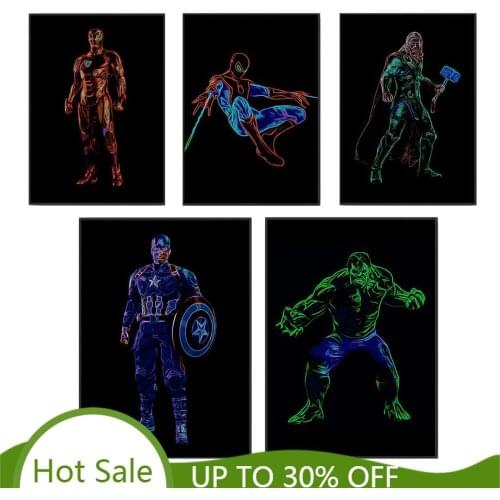 Abstract Superhero Character Poster And Print Marvel Captain America Ironman Canvas Painting Room Home Decor Wall Art Picture