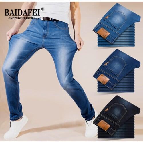 BAIDAFEI High Quality Men Cotton Straight Classic Designer Jeans 2021 Mens Slim-fit Stretch Jean Male Denim Pants