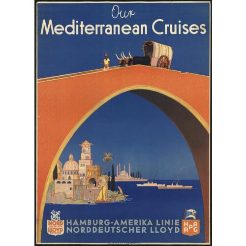 MEDITERRANEAN CRUISES TRAVEL METAL TIN SIGN POSTER WALL PLAQUE