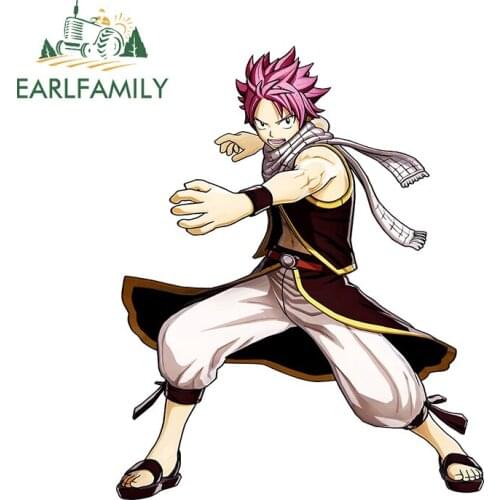 EARLFAMILY 13cm x 10.5cm for Fairy Tail Natsu Vinyl Car Wrap Decal Funny Car Stickers Refrigerator Car Body Waterproof Decor