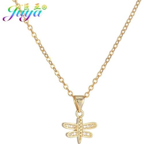 2020 New Arrival Gold /Rose Gold Micro Pave Zircon Dragonfly Pendant Necklace Gold Chains Necklace For Women Girls