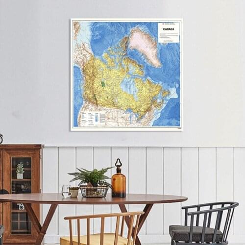 The Canada Political Map In 1983 Non-woven Canvas Painting Wall Modern Poster Home Decor School Classroom Supplies 90*90cm