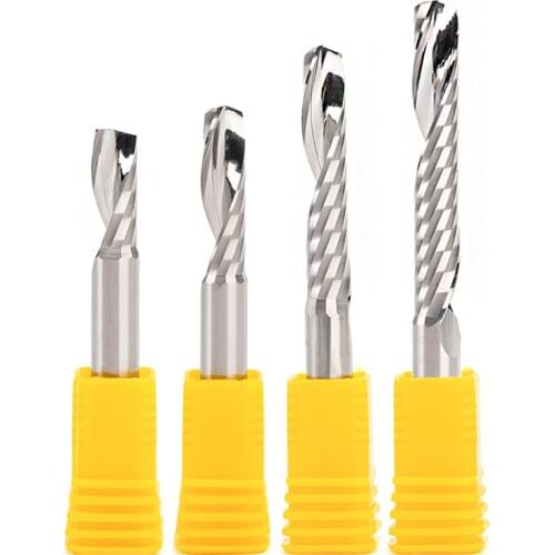 5pcs 6mm 1/4" High Quality AAA Carbide CNC Router Bits One Single Flute End Mill Milling Cutter Tools 12mm 22mm 32mm 42mm 52mm