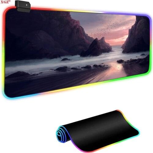XGZ RGB Natural Scenery High Quality Mouse Pad with Luminous Led Gaming Pc Large Mouse Pad for Boys Office Desk Mat Non-slip Cs