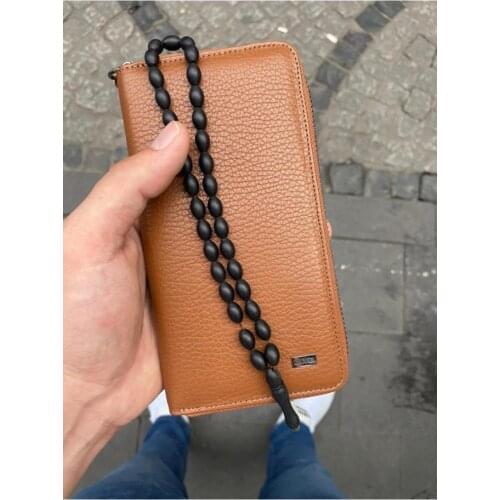 Karali Leather Phone Compartment Tan Zipper Genuine Leather Wallet-kuka Rosary Gift