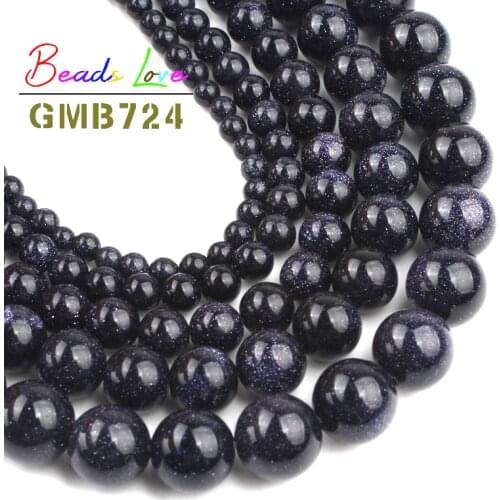 Natural Blue SandStone Round Loose Beads for Needlework Jewelry Making 4 6 8 10 12MM Diy Bracelet Necklace Accessories 15 Inch
