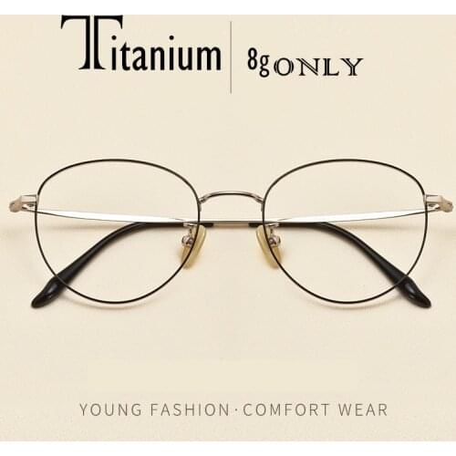 Women finished prescription glasses titanium round glasses men Vintage trend full frame round glasses frame Myopia reading