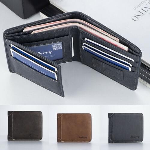 Men Casual Wallets Fashion Leather Short Foldable Wallet Coin Purse 17 Credit Cards Holder