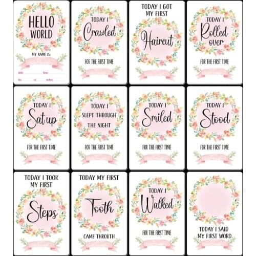 12 Pcs Month Sticker Baby Photography Milestone Memorial Monthly Newborn Kids Commemorative Card Number Photo Props C5AF
