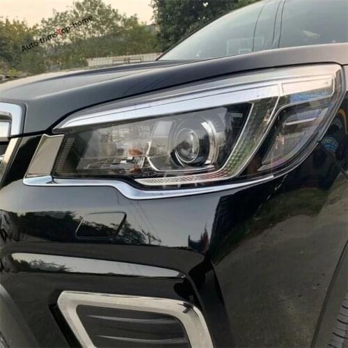 Yimaautotrims Chrome Front Head Lights Lamp Eyelid Eyebrow Decoration Strip Cover Trim ABS For Subaru Forester 2019 2020 2021