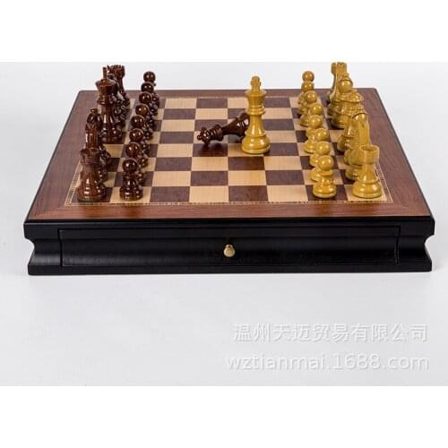 Germanic Knight Chess Acrylic Wood Grain Heavy Duty with Double Rear Double Drawer Design European Style Decoration Table