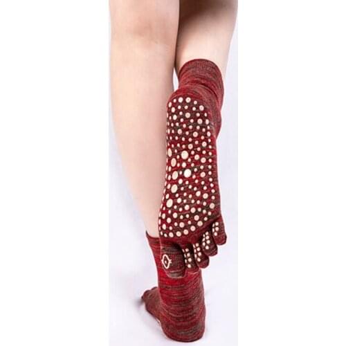 3 Pairs Five-toe Yoga Socks Women Yoga Training Active Wear Socks Colorful Pattern Rubber Non-slip Bottom Sports Socks