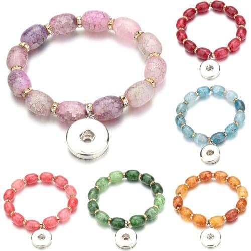New Snap Jewelry Bracelets Handmade Beaded Snap Bracelet Bangle Fit 18mm Snap Button Jewelry for Women Men DIY Bracelet