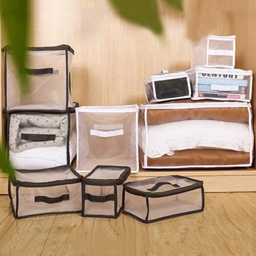 Clothes Organizer Storage Bag Closet Clear Portable Box Folding Underwear Socks Scarves Quilt Blanket Wardrobe Travel Move Home