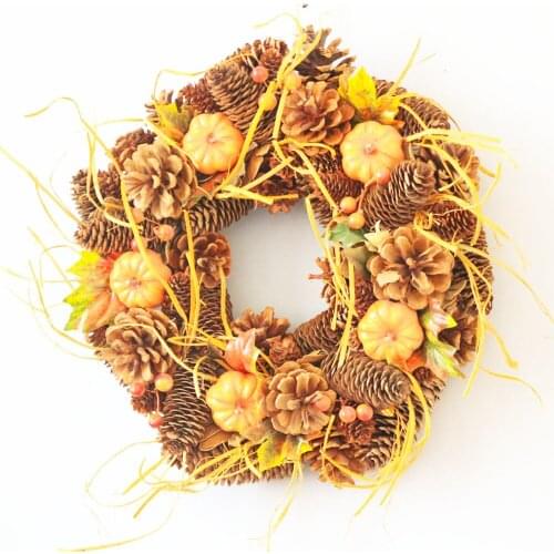 Autumn Wreath Fall Garland Harvest Pumpkins Apples Decoration for Home Party Wedding Door Garland Thanksgiving Farmhouse Wreath