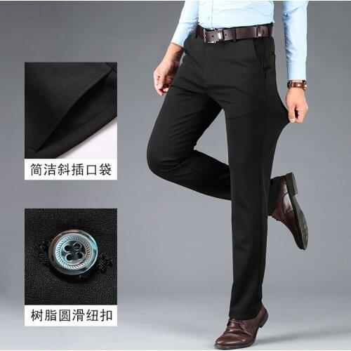 Casual pants mens autumn and winter thick Joker business wear long pants young and middle-aged straight mens trousers
