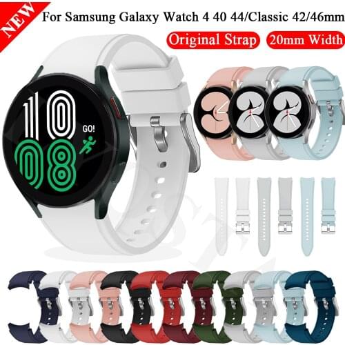 Curved end Original Silicone Watchbands For Samsung Galaxy Watch 4 classic 46 42mm Bracelet Strap Smart Watch4 44 40mm Wristband