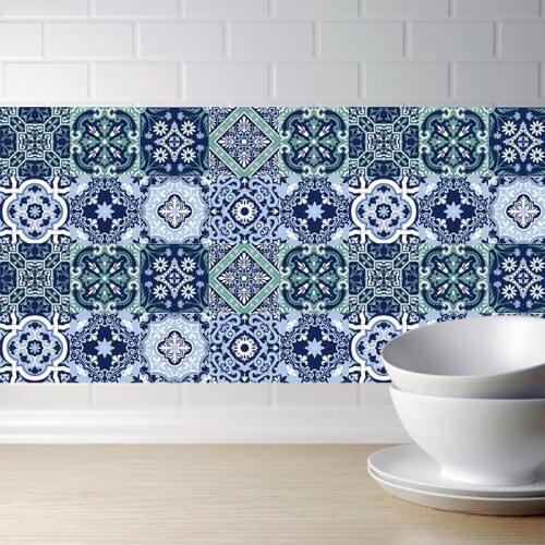 Retro Tiles Wall Stickers for Bathroom kitchen Tile Stickers Decor Adhesive Waterproof PVC Wall Stickers Kitchen Waist Line