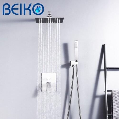 Luxury Brass bathroom wall shower kit Gun grey bath tap wall type concealed constant shower set embedded thermostatic shower