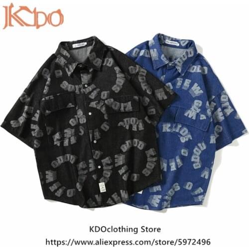 Men Shirt Summer Short Sleeve Turn Down Collar Black Blue Printed Beach Loose Casual Blouse Hawaiian Vintage 2021 Streetwear