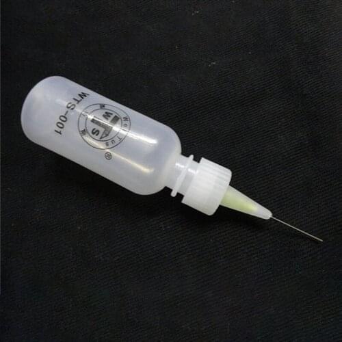 WTS-001 50ml Plastic Hand Bottle Cleaner Soldering Cleaning Clear Liquid Flux Alcohol Oil Dispenser DIY Repair With Needle Tip