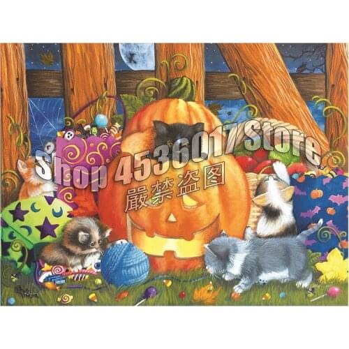 DIY Diamond Embroidery Surprise Halloween Cross Stitch Mosaic Diamond Painting Cats pumpkin Art Full Rhinestone Home Decor Gift