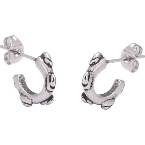 Women Men Fashion Stainless Steel Earrings Unisex Jewelry Punk Rock Hook Stud Earrings BB0685