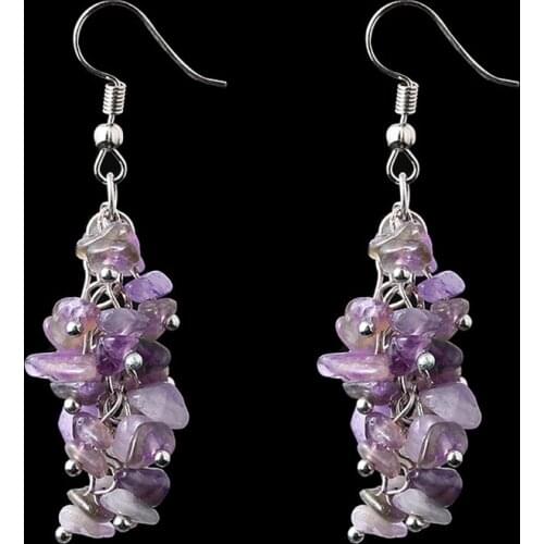 New Fashion Boho DIY Beads Crystal Stone Pendants Earrings Long Tassel Jewelry Ear Rings Eardrop for Women Girls Accessories