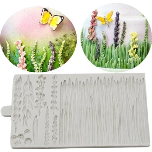 Wild Meadow Silicone Mould Lavender Cake Border Fondant DIY Baby Birthday Cake Decorating Tools Candy Chocolate Gumpaste Molds