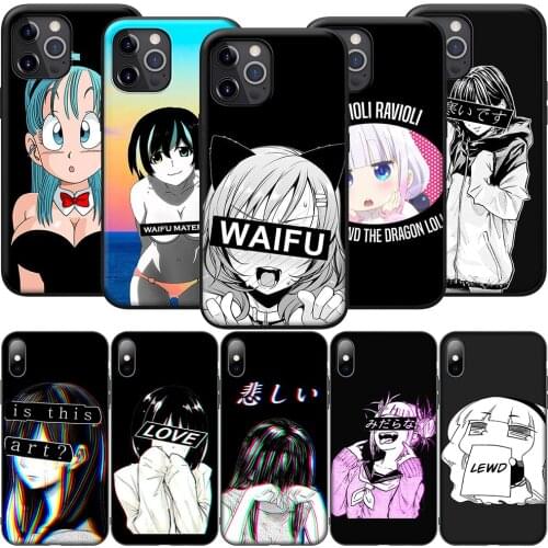 GX122 LEWD Sad Japanese Anime Aesthetic Silicone Soft Case for iPhone 12 Mini 11 Pro XS Max XR X 8 7 6 6S Plus 5 5S SE 2020