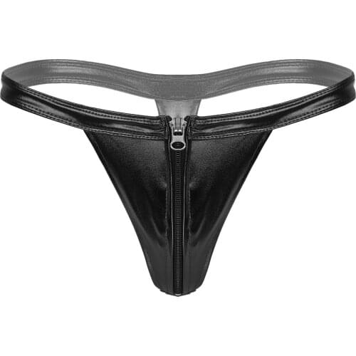 Sexy Thongs T-back Men Underwear Low Waist G-string Panties Exotic Lingerie Briefs Bulge Pouch Bikini Bottoms Zipper Underpants