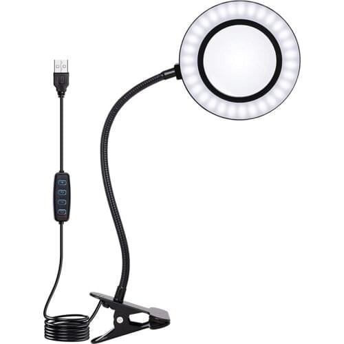 10X Magnifying Glass Lamp Magnifier Light With Clip Adjustable Flexible Gooseneck For Daily Hobbies Repairing Crafts