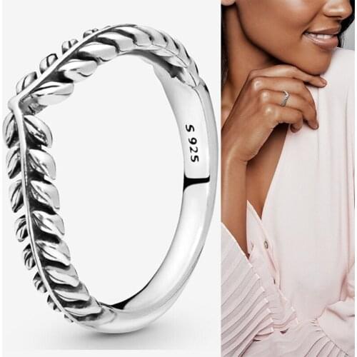 100% 925 Sterling Silver Pan Simple and personalized ear of wheat and rice ring For Women Wedding Party Gift Fashion Jewelry