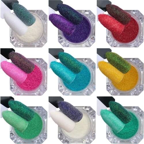 1.5g Sugar Colorful Holographic Nail Glitter Powder Nail Art Beauty Summer Decor Manicure Pigment Nail Powder Dust Tips