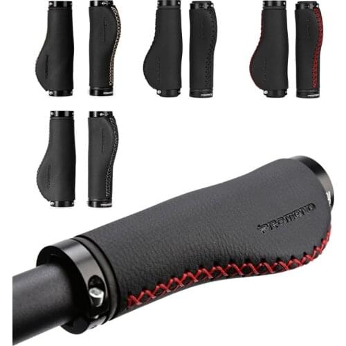 1 Pair Fiber Leather Mountain Bike Scooter MTB Bicycle Handlebar Cover Handle Grips Bar End Non-slip Aluminum Dual Lock-on