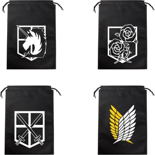 1 Pcs New Anime Attack on Titan Cosplay Drawstring Bag Storage Bags Portable Pocket Adult Boy Girl Backpack Figure Toys Gifts