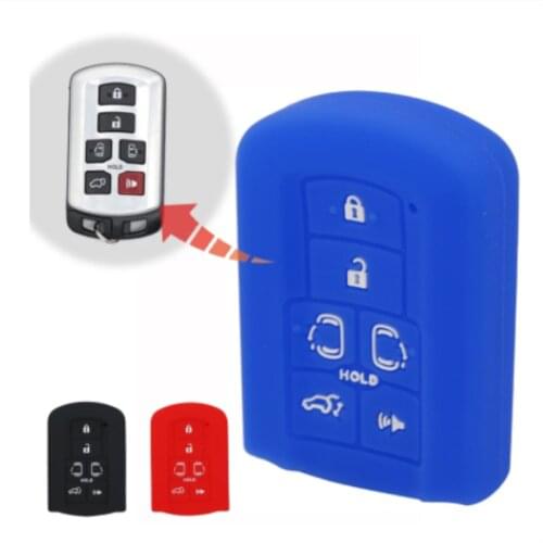 1pcs Silica Gel Car Key Cover Case for Toyota Sienna Se 2011 2012 2013 2014 6 Buttons Remote Key Shell Black Red Blue Color