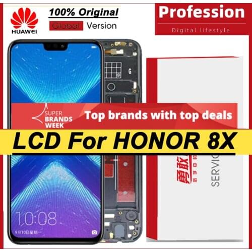 100% Original 6.5'' Display with frame for Huawei Honor 8X LCD Touch Screen Digitizer Honor 8X LCD JSN-L21 JSN-L42 Repair Parts
