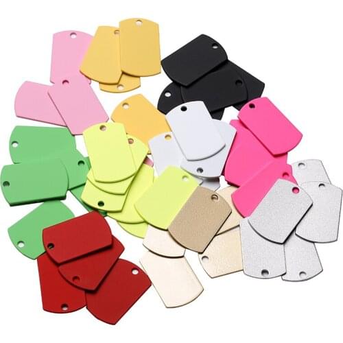 15.8*25mm copper spray paint multicolor rectangle blank stamping label pendant earrings pendant DIY necklace jewelry accessories