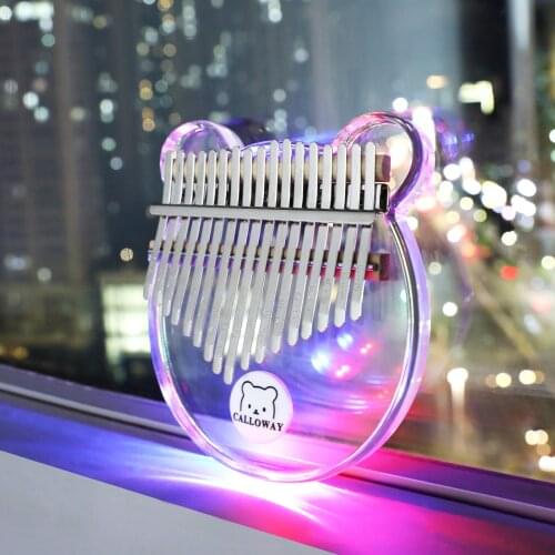 Kalimba 17-Key Transparent C Tone Crystal Clear Thumb Piano Finger Piano Built-in Colored Lighting Module Musical Instruments