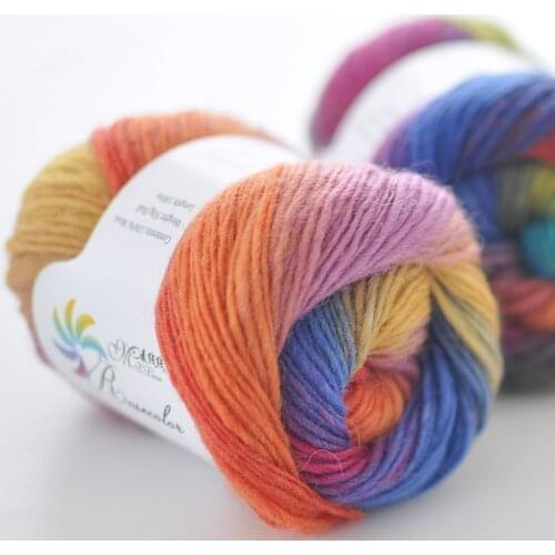 2 Groups/360m Wool Yarn Medium Thick Soft Rainbow Yarn Natural Plant Printing and Dyeing Hand-woven Scarf Shawl Color Yarn