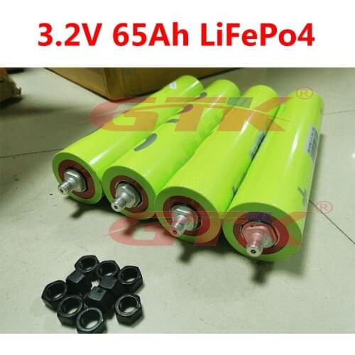 26pcs 60280 3.2v 65Ah Cylinder lifepo4 batteries 60ah High rate 3C discharge diy e bike Battery Cylindrical Cells with Screws