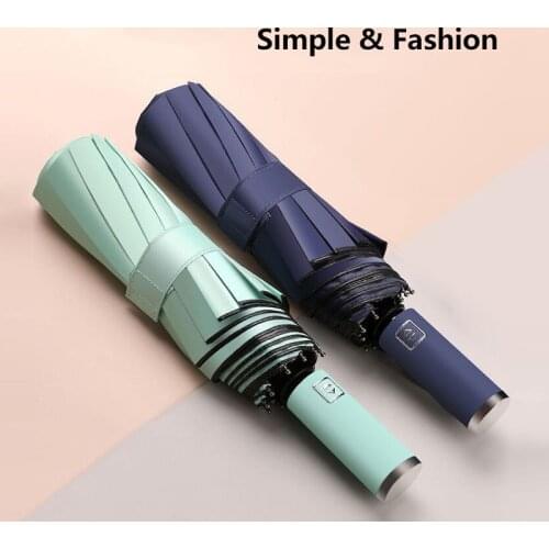 3 Fold Automatic Black Glue Umbrella For Sunshine And Rain Sunshade Resistance To 8 Level Winds