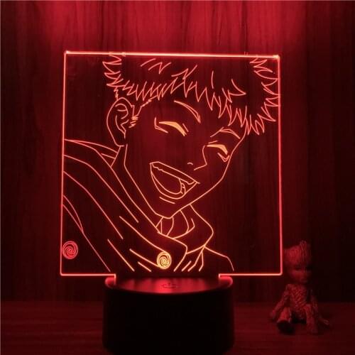3D Lamp Anime Jujutsu Kaisen Itadori Yuji Happy Smile LED NightLight Figure 7 Colors Touch Table Bedroom Decor Night Light Gift
