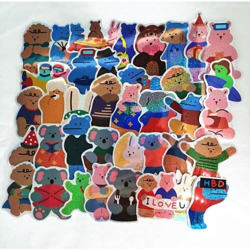 50Pcs/lot 2021 Laser DK Cute bear cartoon Stickers For Skateboard Laptop Luggage Fridge Phone Car Styling