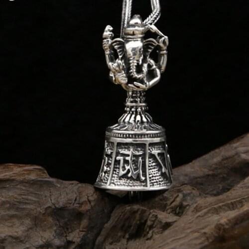 925 Sterling Silver mens punk elephant bell pendant charm jewelry (without chain) A5103